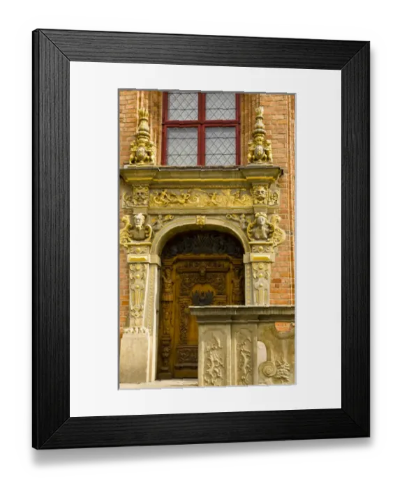 Framed Print : Europe, Poland, Gdansk. Detail of ornate door