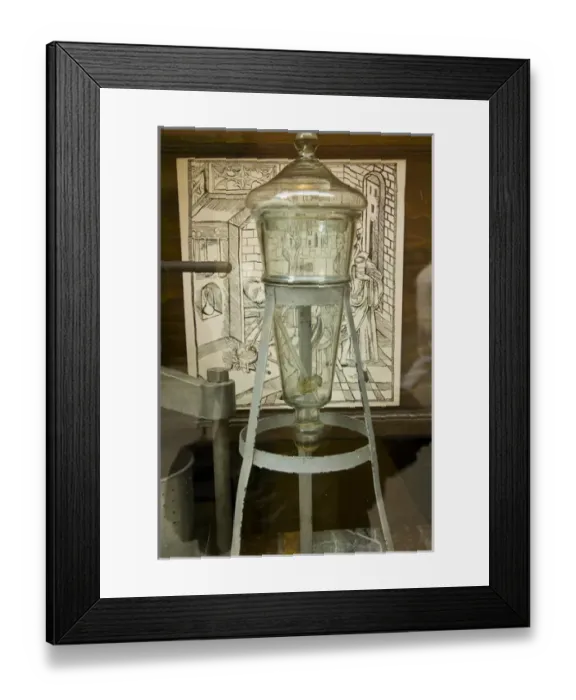 Framed Print : Europe, Poland, Gdansk. Glass apothecary jar in Apteka Ratuszowa Pharmacy. Credit as