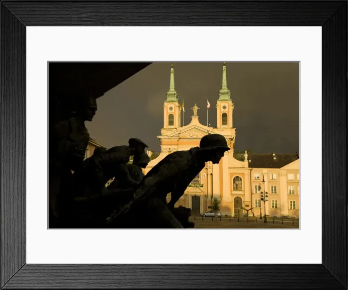Framed Print : Europe, Poland, Warsaw. World War II memorial silhouette of statues