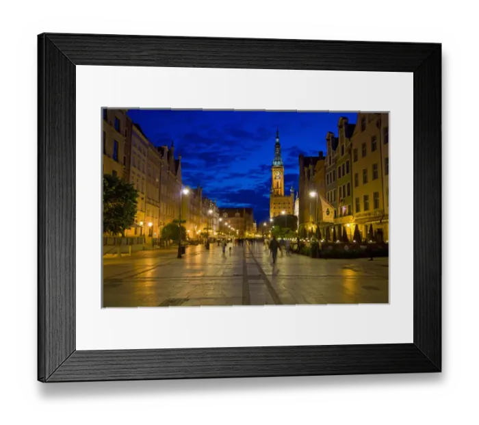 Framed Print : Europe, Poland, Gdansk. Plaza for walking and dining