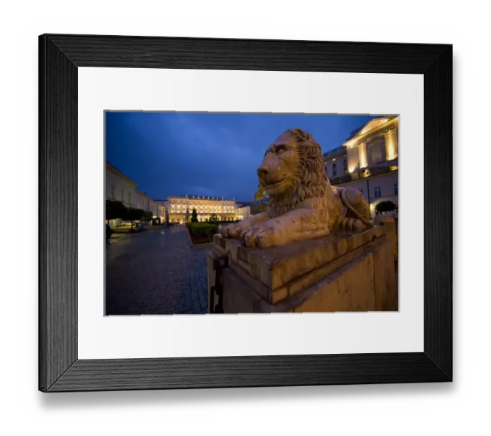 Framed Print : Europe, Poland, Warsaw. Lion statue outside government buildings Framed Print : Europe, Poland, Warsaw. Lion statue outside government buildings