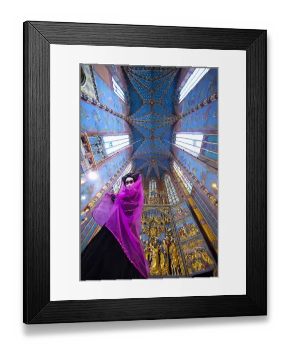 Framed Print : Europe, Italy, Venice. Composite of woman in Carnival costume and interior of Krakow