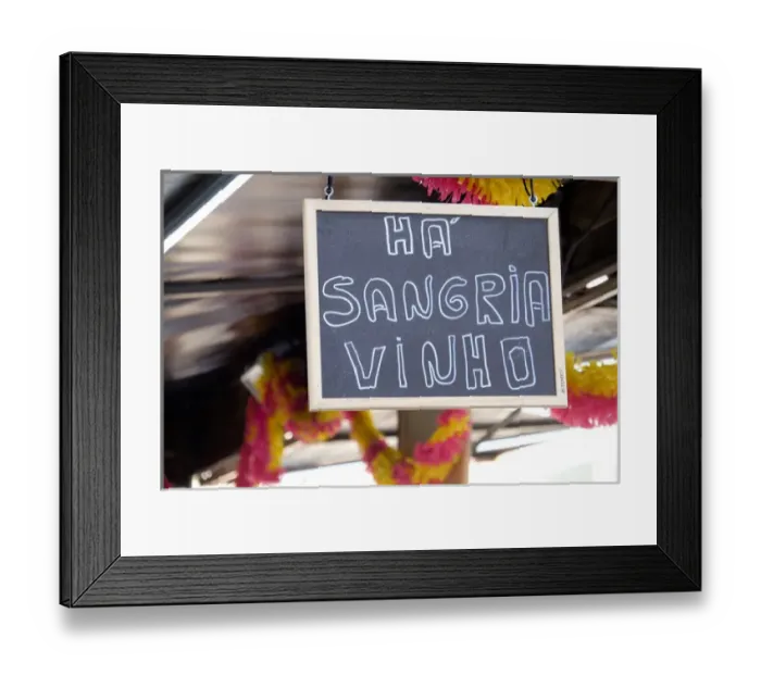 Framed Print : Portugal, Lisbon. Restaurant sign advertising Sangria (wine) Framed Print : Portugal, Lisbon. Restaurant sign advertising Sangria (wine)
