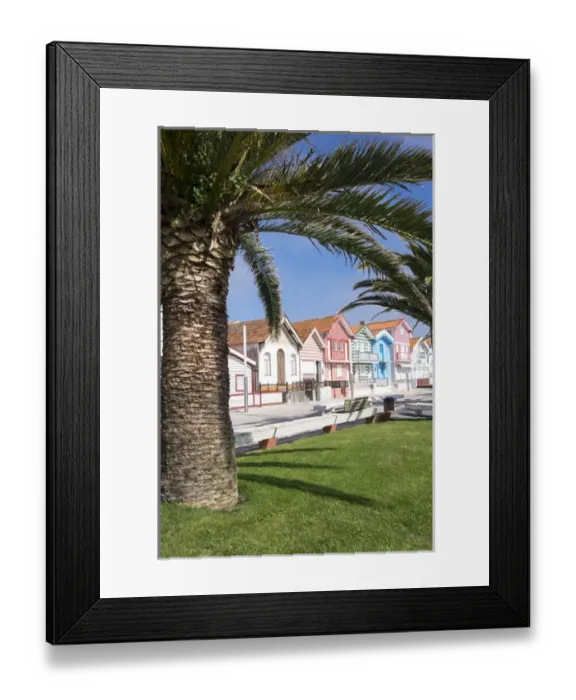 Framed Print : Portugal, Costa Nova, seaside, fishermans village with stripped, decorated houses Framed Print : Portugal, Costa Nova, seaside, fishermans village with stripped, decorated houses