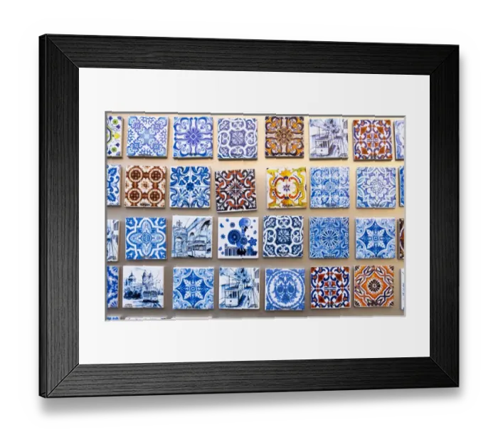 Framed Print : Portugal, Lisbon. Historic Alfama district, examples of many versions of colorful Framed Print : Portugal, Lisbon. Historic Alfama district, examples of many versions of colorful