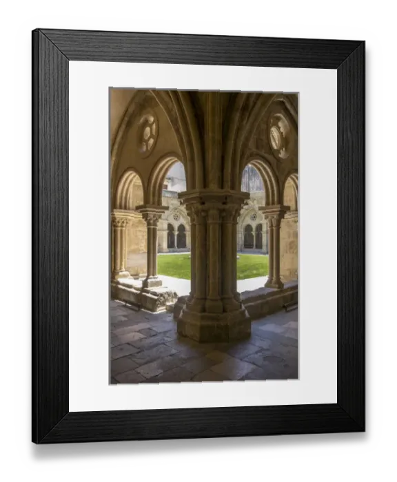 Framed Print : Portugal, Coimbra. Old Cathedral cloister. Archways, walking paths, courtyard Framed Print : Portugal, Coimbra. Old Cathedral cloister. Archways, walking paths, courtyard