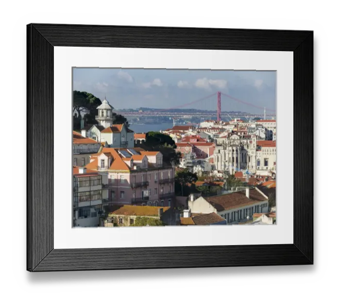 Framed Print : View over the quarters Baixa and Bairro Alto towards river Tagus (Rio Tejo). Lisbon Framed Print : View over the quarters Baixa and Bairro Alto towards river Tagus (Rio Tejo). Lisbon