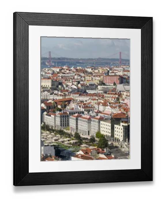 Framed Print : View over the quarters Baixa and Bairro Alto towards river Tagus (Rio Tejo). Lisbon Framed Print : View over the quarters Baixa and Bairro Alto towards river Tagus (Rio Tejo). Lisbon
