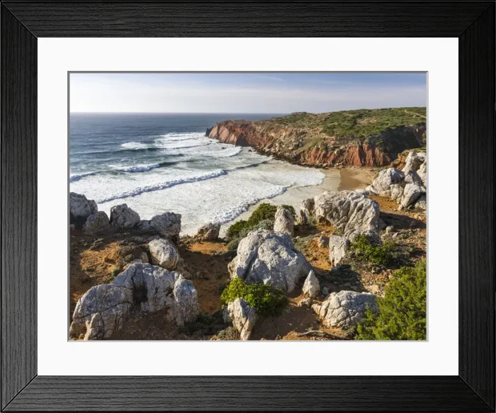 Framed Print : Beach and cliffs at Praia do Telheiro at the Costa Vicentina Framed Print : Beach and cliffs at Praia do Telheiro at the Costa Vicentina