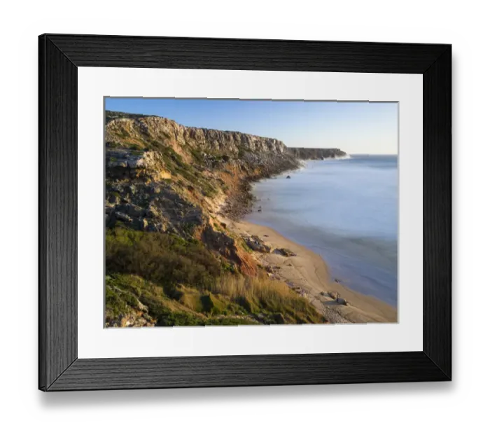 Framed Print : Beach and cliffs at Praia do Telheiro at the Costa Vicentina