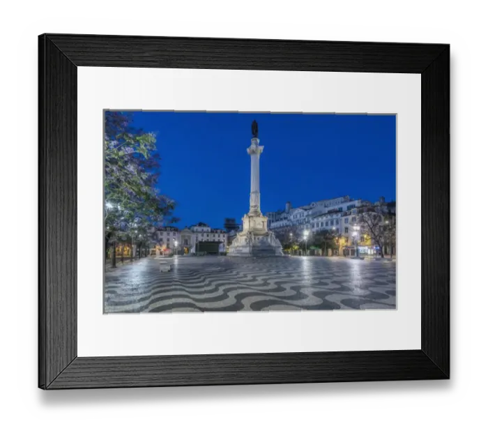 Framed Print : Portugal, Lisbon, Rossio Square at Dawn also known as Pedro IV Square ( Praca de D