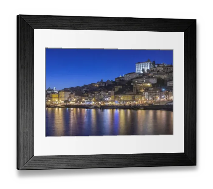 Framed Print : Portugal, Porto, Douro Waterfront Twilight