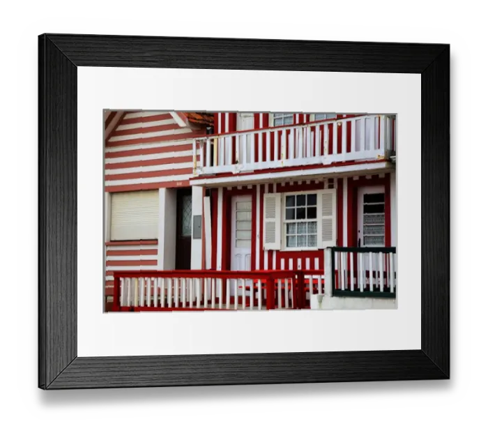 Framed Print : Europe; Portugal; Costa Nova; Candy striped homes lins the streets Framed Print : Europe; Portugal; Costa Nova; Candy striped homes lins the streets
