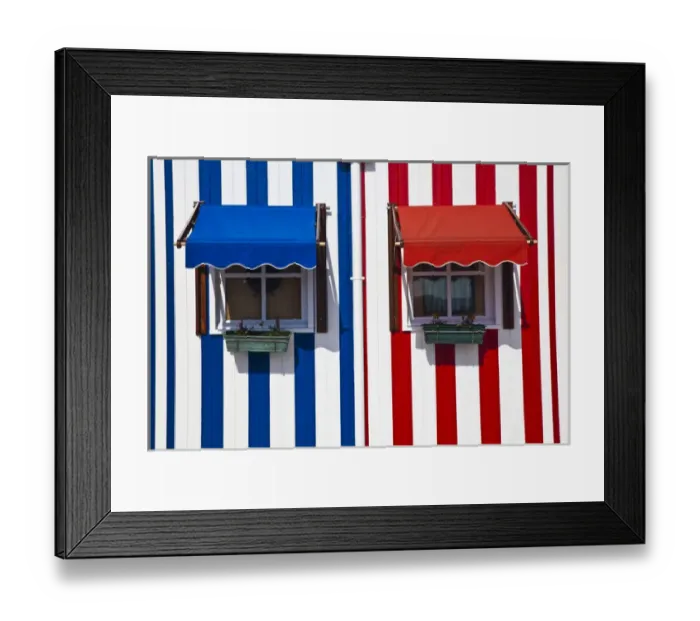 Framed Print : Europe; Portugal; Costa Nova; Candy striped homes lins the streets Framed Print : Europe; Portugal; Costa Nova; Candy striped homes lins the streets
