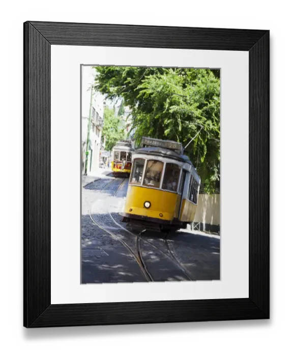Framed Print : Europe, Portugal, Lisbon. Lisbon transportation; Famous Old Lisbon Cable Car Framed Print : Europe, Portugal, Lisbon. Lisbon transportation; Famous Old Lisbon Cable Car
