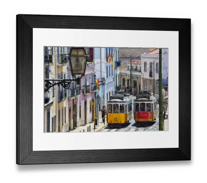 Framed Print : Europe, Portugal, Lisbon. Lisbon transportation; Famous Old Lisbon Cable Car