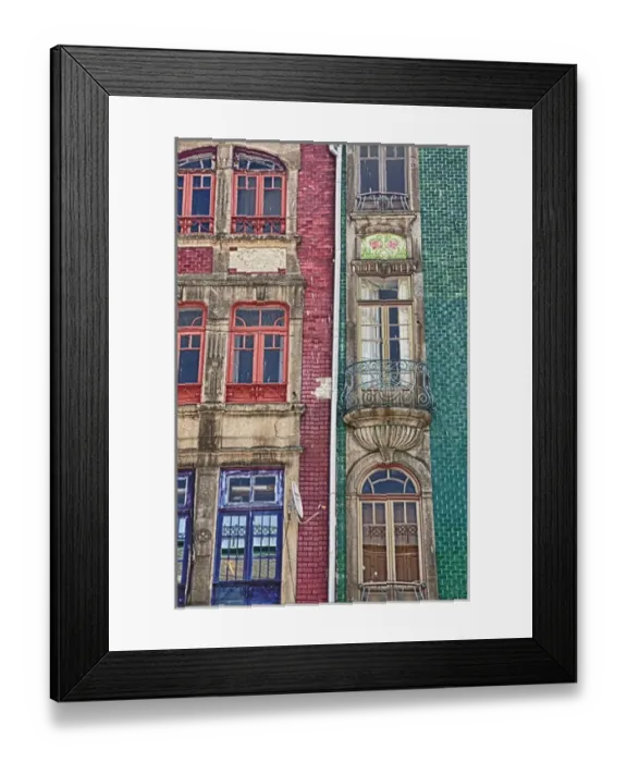 Framed Print : Europe; Portugal; Porto; Oporto  /  Porto Rio Duero district of Colorful buildings