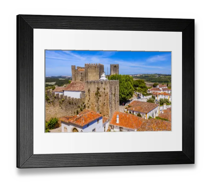 Framed Print : Castle Wals Turrets Towers Medieval Town Obidos Portugal Framed Print : Castle Wals Turrets Towers Medieval Town Obidos Portugal