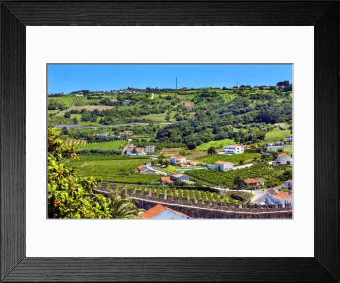 Framed Print : Castle Wals Countryside Farmland Medieval Town Obidos Portugal Framed Print : Castle Wals Countryside Farmland Medieval Town Obidos Portugal