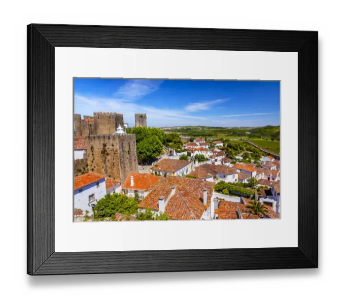 Framed Print : Castle Wals Turrets Towers Medieval Town Obidos Portugal Framed Print : Castle Wals Turrets Towers Medieval Town Obidos Portugal