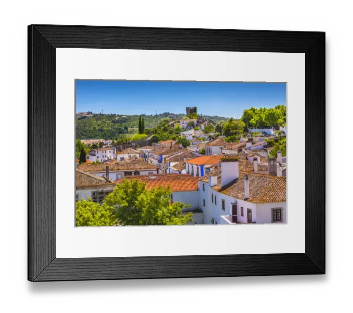 Framed Print : Castle Wals Turrets Towers Medieval Town Obidos Portugal Framed Print : Castle Wals Turrets Towers Medieval Town Obidos Portugal
