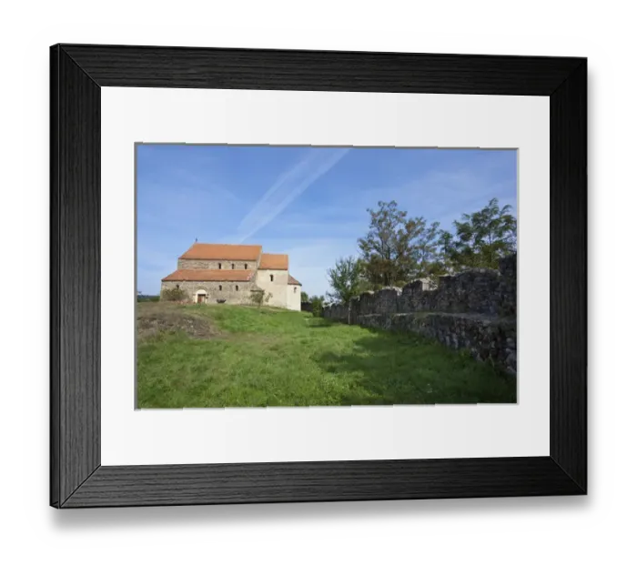 Framed Print : the romanic church of Cisnadioara with walls to defend the church and the citizens Framed Print : the romanic church of Cisnadioara with walls to defend the church and the citizens