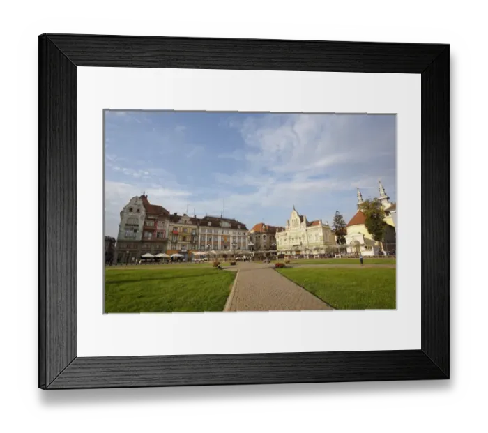 Framed Print : Timisoara in the Banat of Romania, Piata Revolutii (Piata Unirii), the starting Framed Print : Timisoara in the Banat of Romania, Piata Revolutii (Piata Unirii), the starting
