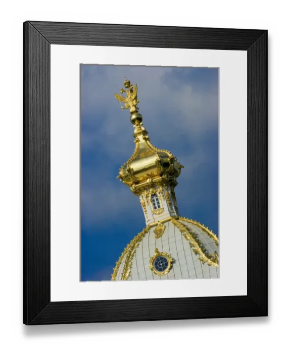 Framed Print : Europe, Russia, St. Petersburg. Ornate dome at Peterhof, a royal palace founded by