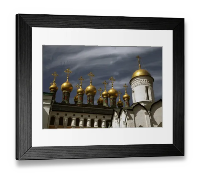 Framed Print : Europe, Russia, Moscow. The Upper Saviors Cathedral domes, Kremlin. Moscow