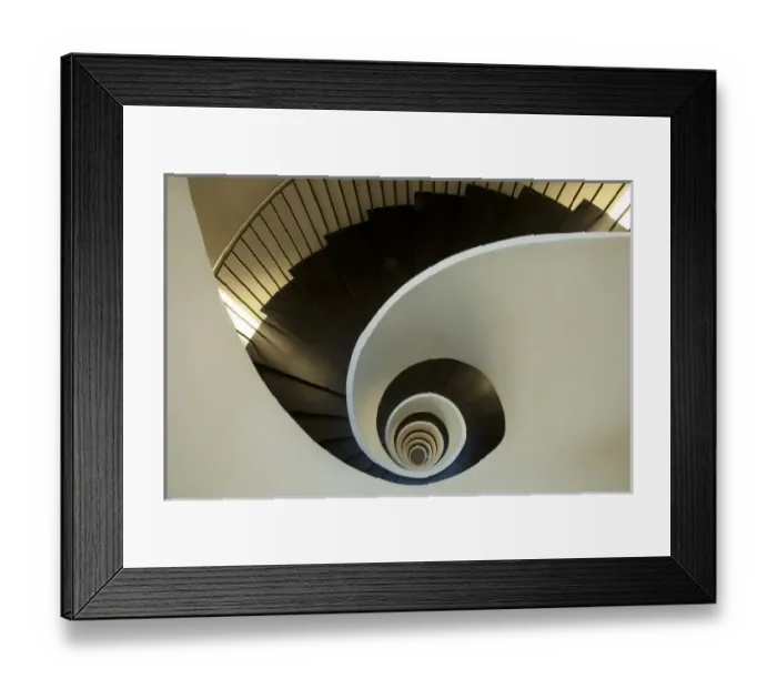 Framed Print : Europe Spain, Bilbao. Spiral staircase in the Silken Gran Hotel Domine. Credit as