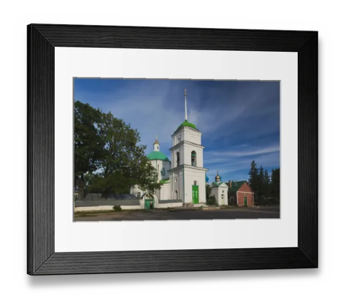 Framed Print : Russia, Pskovskaya Oblast, Pechory, Pechory Monastery, church on Sbornaya Street