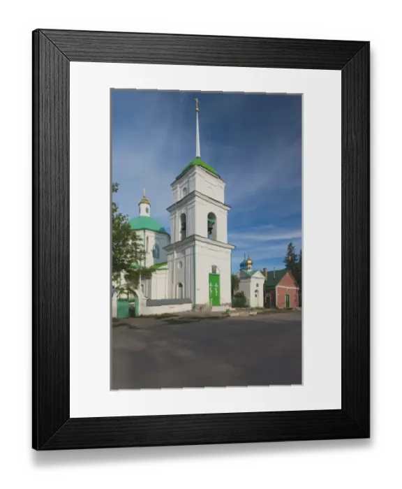 Framed Print : Russia, Pskovskaya Oblast, Pechory, Pechory Monastery, church on Sbornaya Street
