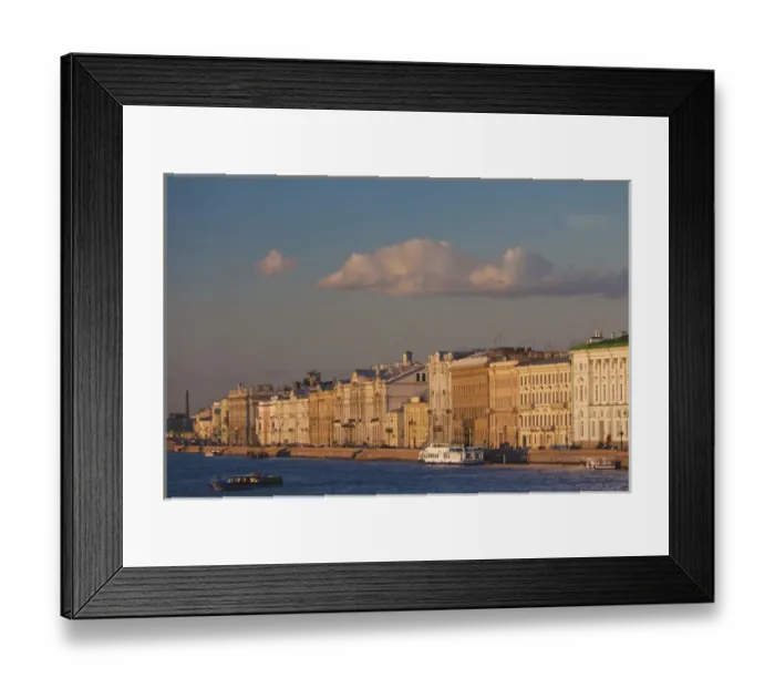 Framed Print : Russia, Saint Petersburg, Center, buildings on the Neva River, dusk Framed Print : Russia, Saint Petersburg, Center, buildings on the Neva River, dusk