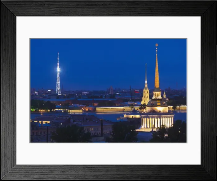 Framed Print : Russia, Saint Petersburg, Center, elevated view of the Television Tower, Peter and Paul Fortress Framed Print : Russia, Saint Petersburg, Center, elevated view of the Television Tower, Peter and Paul Fortress