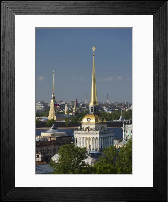 Framed Print : Russia, Saint Petersburg, Center, elevated view of Peter and Paul Cathedral, Admiralty Framed Print : Russia, Saint Petersburg, Center, elevated view of Peter and Paul Cathedral, Admiralty