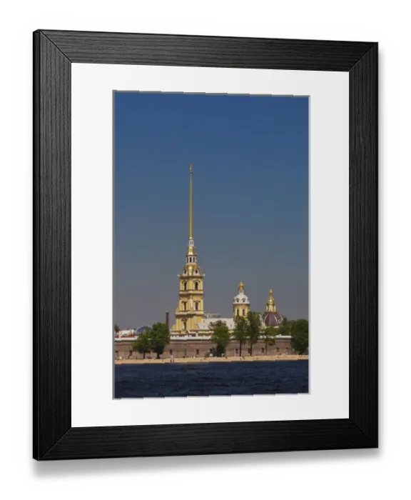 Framed Print : Russia, Saint Petersburg, Center, Neva River view of the Saints Peter and Paul Cathedral