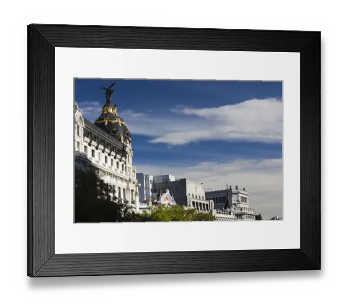 Framed Print : Spain, Madrid, Centro Area, Metropolitan Building, daytime Framed Print : Spain, Madrid, Centro Area, Metropolitan Building, daytime