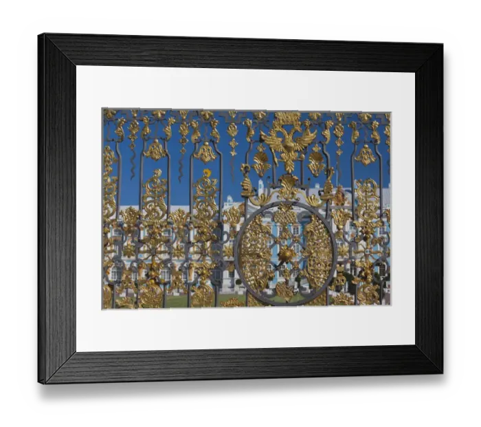 Framed Print : Russia, Saint Petersburg, Pushkin-Tsarskoye Selo, Catherine Palace, palace gate Framed Print : Russia, Saint Petersburg, Pushkin-Tsarskoye Selo, Catherine Palace, palace gate