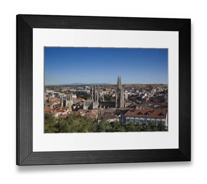Framed Print : Spain, Castilla y Leon Region, Burgos Province, Burgos, Burgos Cathedral, elevated view
