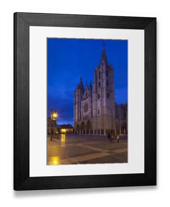 Framed Print : Spain, Castilla y Leon Region, Leon Province, Leon, Catedral de Leon, cathedral, evening Framed Print : Spain, Castilla y Leon Region, Leon Province, Leon, Catedral de Leon, cathedral, evening