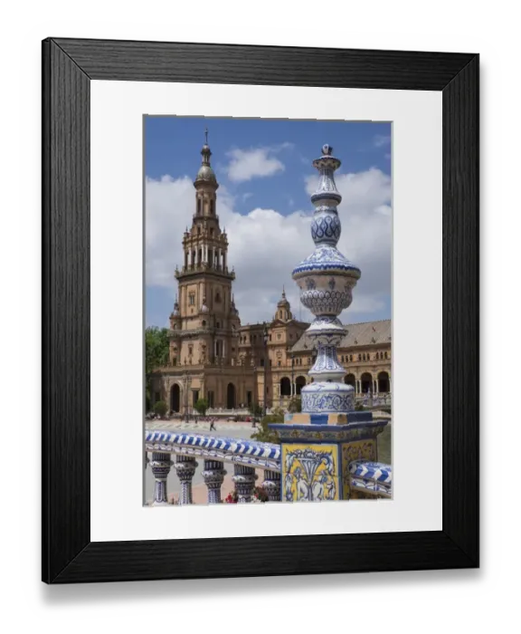 Framed Print : Spain, Andalusia, Seville. The elaborately and traditionally decorated Plaza de Espana Framed Print : Spain, Andalusia, Seville. The elaborately and traditionally decorated Plaza de Espana