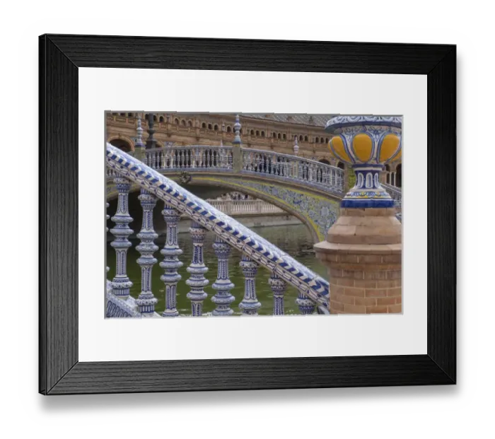 Framed Print : Spain, Andalusia, Seville. The elaborately and traditionally decorated Plaza de Espana