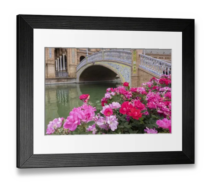 Framed Print : Spain, Andalusia, Seville. The elaborately and traditionally decorated Plaza de Espana