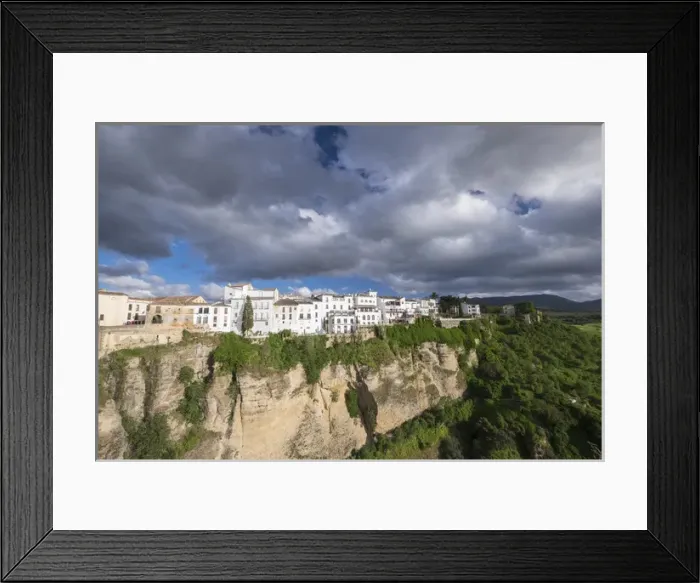 Framed Print : Spain, Andalusia. Ronda perches on the rugged defensible limestone cliffs