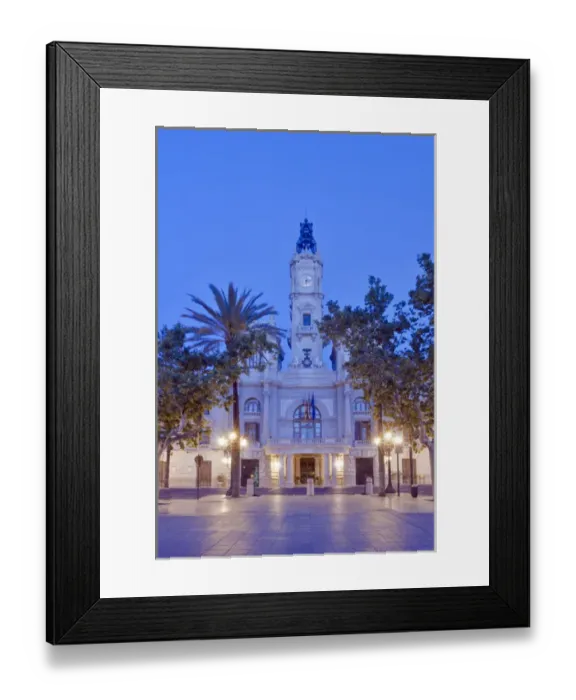 Framed Print : Europe, Spain, Valencia, City Hall (Ayuntamiento) at Dawn