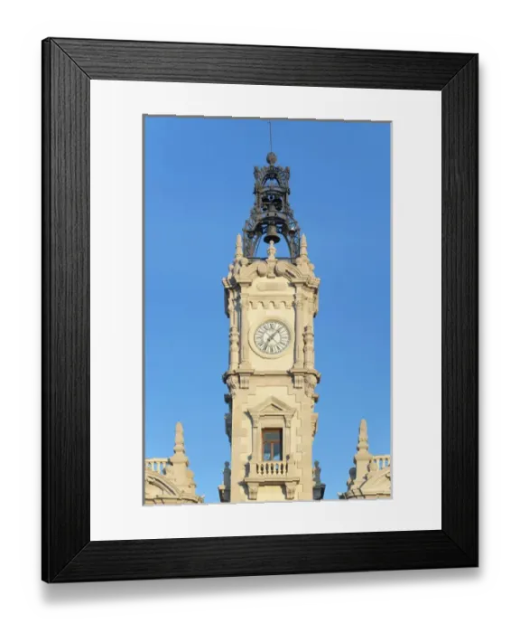 Framed Print : Europe, Spain, Valencia, City Hall Clock Tower Framed Print : Europe, Spain, Valencia, City Hall Clock Tower