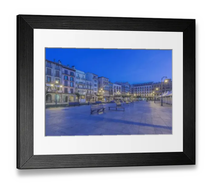 Framed Print : Spain, Pamplona, Plaza del Castillo at Dawn Framed Print : Spain, Pamplona, Plaza del Castillo at Dawn