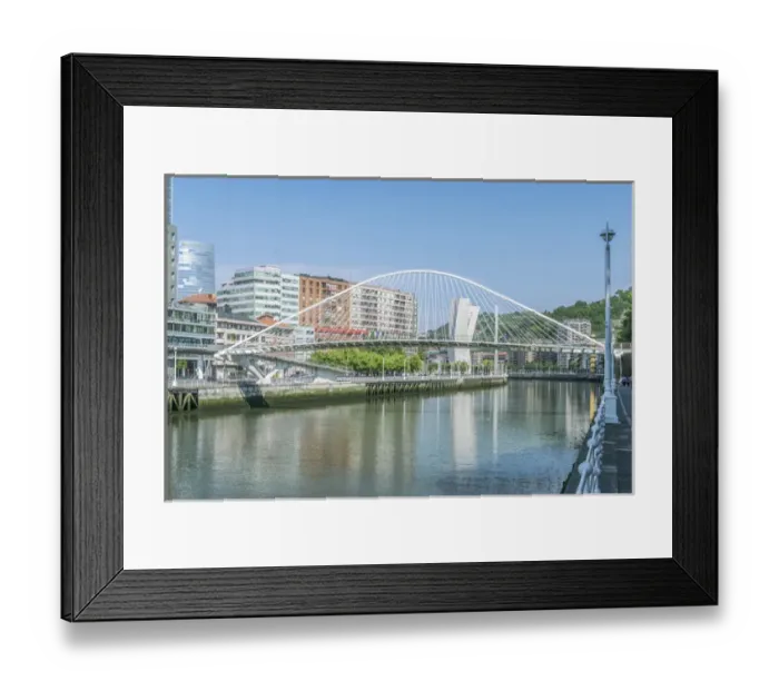 Framed Print : Spain, Bilbao, Zubizuri (Campo Volatin ) Bridge Over the Nervion River