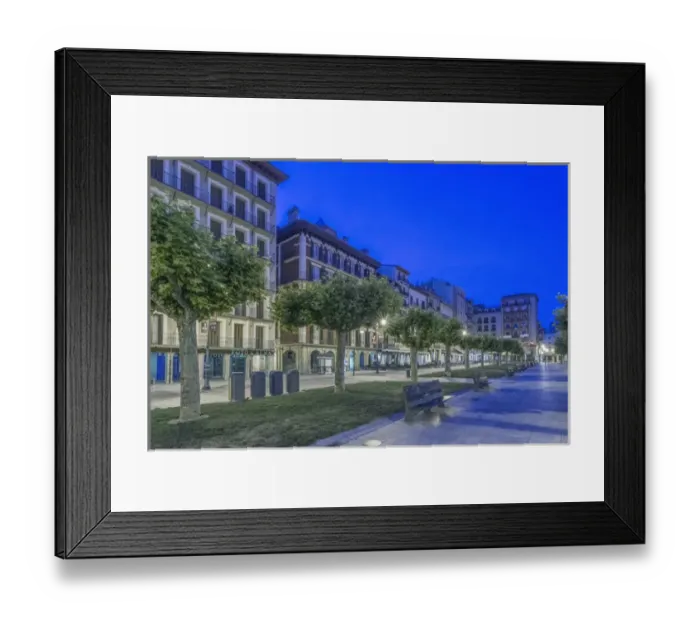 Framed Print : Spain, Pamplona, Plaza del Castillo at Dawn