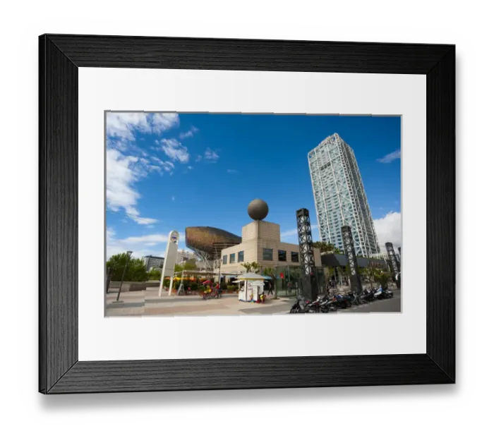 Framed Print : Golden fish by Frank Owen Gehry and Hotel Arts, Olympic Harbour, La Barceloneta district Framed Print : Golden fish by Frank Owen Gehry and Hotel Arts, Olympic Harbour, La Barceloneta district